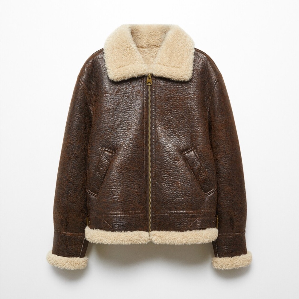 Mango Vintage-Effect Shearling Jacket - image 6